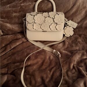 Coach Floral Embellished Crossbody Bag in Cream